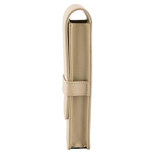 Image of DiLoro Leather Double Pen Case Pencil Pouch Holder for Two Fountain Ballpoint Rollerball Pens and Pencils (Beige)