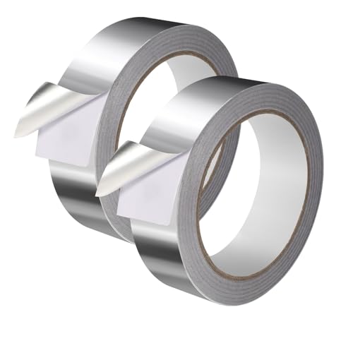 Image of Aluminium Foil Tape Adhesive Insulation Heat Resistant Foiled Tape Rolls for HVAC Repair Pipe Sealing Ducts