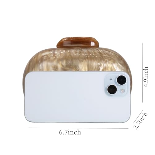Image of Acrylic Evening Clutch Bag for Women Shell Shape Shoulder Crossbody Bag Glitter Marble Purse Handbag