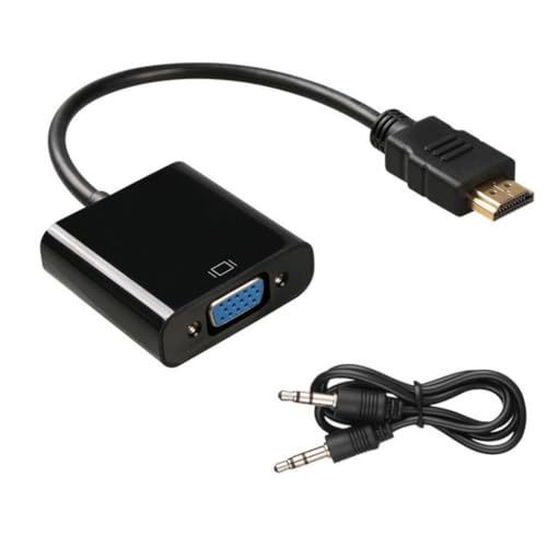 GMBYLBY Adaptateur HDMI vers VGA 1080p avec sortie audio mâle femelle pour ordinateur portable et projecteur
