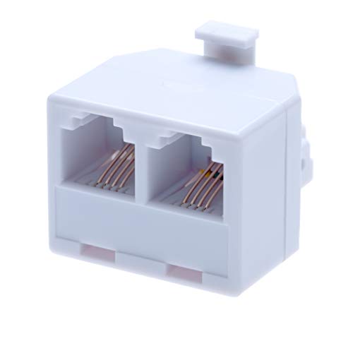Keple Adaptador RJ11 y Splitter de 2 Vías   2 Puertos RJ11   Jack Females a Macho   Extensor de Puerto Universal   4 Hilos   Blanco