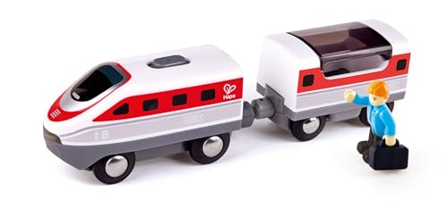 Hape Intercity Battery Powered Train Set | Moving Locomotive with Headlight, Passenger, Magnetic Connection for Children 3+ Years