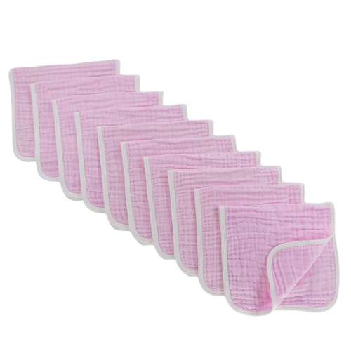 Image of Synrroe Burp Cloths Large, Muslin Burp Cloths for Baby Girls, Pack of 10 Extra Absorbent and Soft Muslin, 6 Layers 20 by 10 Inches 100% Cotton (Pink 10 Pack)