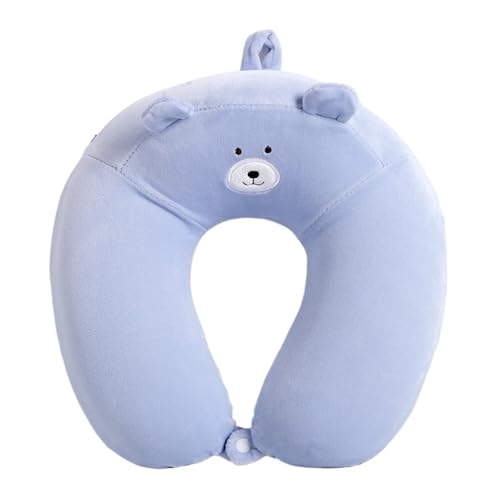 漫画U字型枕旅行ネックスローリバウンドメモリーフォームソフト快適飛行機(Sky blue)