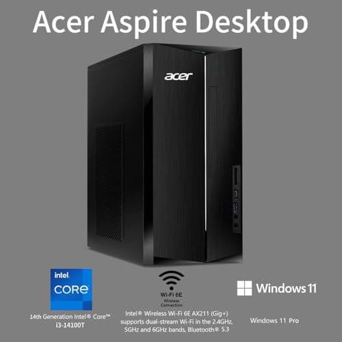 Acer Aspire Business Desktop | 16GB DDR5 RAM, 1TB Storage(512GB SSD & 500GB HDD) | 14TH Intel 4-core i3 (Beat i5-12400T) | WiFi6+Bluetooth5.1 | Keyboard+Mouse | Windows 11 Pro - Image 2