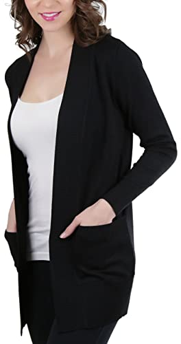 Image of ToBeInStyle Women's Long Sleeve Rib Banded Open Sweater Cardigan