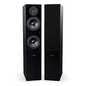 Fluance Elite High Definition Two-Way Floorstanding Loudspeakers for 2-Channel Stereo Listening or Home Theater System – Black Ash/Pair