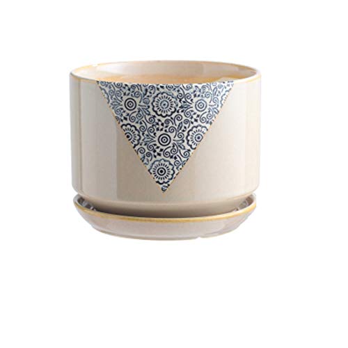 Tiiiopkvvv Planter Plant Pots with Drainage Hole and Saucer Ceramic Indoor Planter Round Flower Planter Pot for All House Plants Flowers Herbs Aloe Pots for Plants (Color : B)