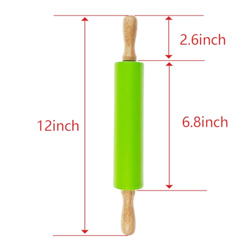 Miokun 6 Pack Small Rolling Pin for Kids, Kids Rolling Pin for Home Kitchen (6 colors) (12 Inch)