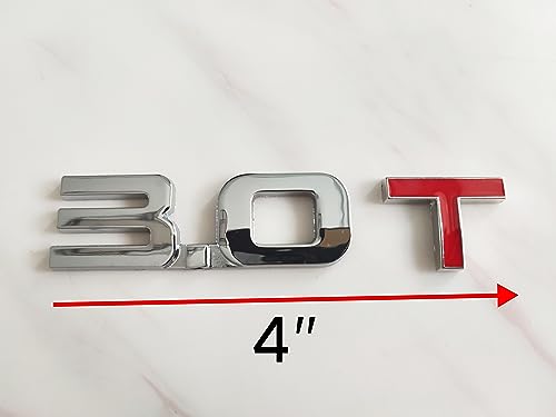 Image of 3D Car Sticker Decal 3.0T Car Emblem Car Replacement Decoration Car Truck Trunk Body Tail (Set of 2) (Silver Red;)