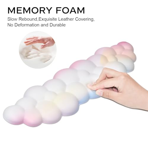 Image of JIKIOU Upgrade Leather Cloud Wrist Rest for Keyboard and Mouse & Cup Pad | Wish Gift-Cute Cloud Shape, Comfortable and don't Irritate to Skin, Non-Slip PU Base,Soft Memory Foam filled for Pain Relief