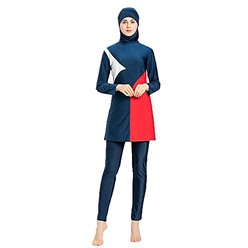 keephen Traje de baño musulmán de Talla Grande para Mujer Conjunto de 3 Piezas Burkini Modest Islámico Traje de baño de Manga Larga con Cubierta Completa con Hijab