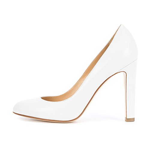 FSJ Women Elegant Round Toe Formal Pumps Slip On Office Dress Shoe Chunky Heel Size 4-15 US2