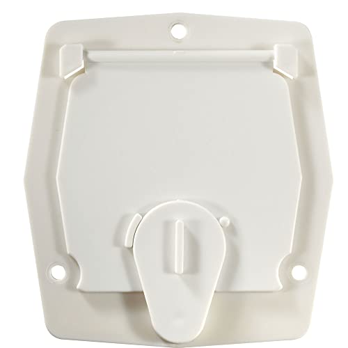 Rv Designer B140, Round Electrical Cable Hatch, Basic, Flat Sided, 4.2 Inch Diameter, Polar White #TOP26