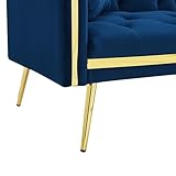 Gxffipw Velvet Sofa Bed Double Couch with Adjustable Backrest and Gold Accents, 2 Seater Sofa with Built-in Cup Holders and Golden Legs, Sofabed Sofas with Comfortable Cushions, Blue, No Mattress - Image 9