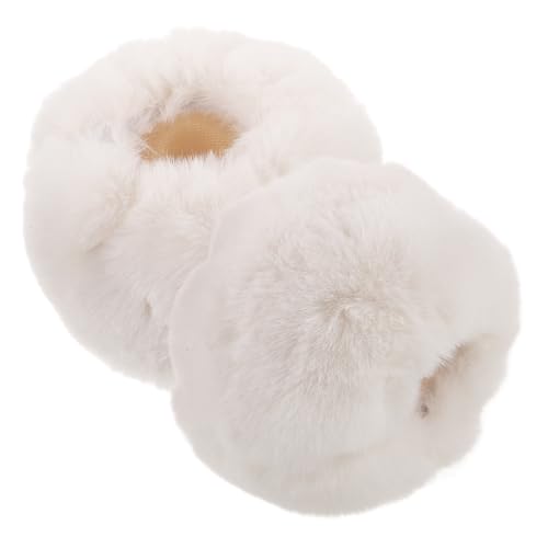Unomor Faux Fur Wrist and Arm Warmers Women’s Thermal White Fur Arm Covers Winter Cold Weather Cozy Warm Wristbands 33x10cm for Outdoor Fashion Accessories