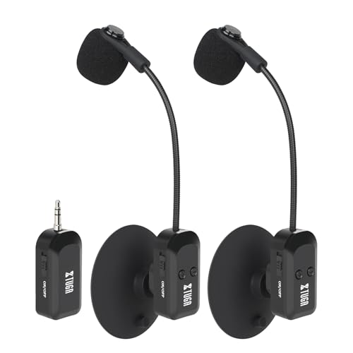 Microphone d'instruments sans fil 2,4 G XTUGA double avec fixation ventouse