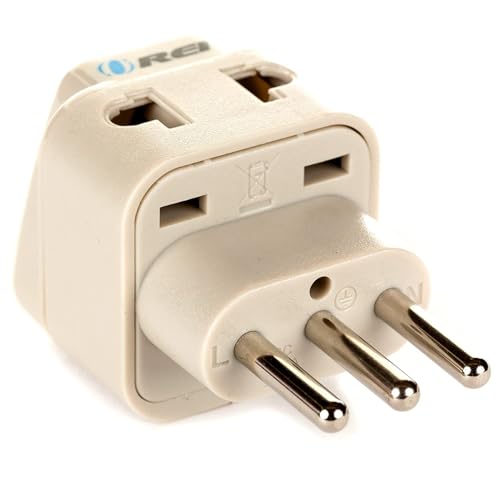 Image of Orei Italy, Libya, Chile & More (Type L) Travel Adapter Plug - 2 in 1 - CE Certified - RoHS Compliant - 4 Pack - Beige Color (P21-12A-4PK)