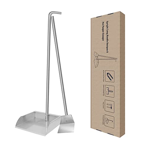 Image of Heavy Duty Stainless Steel Pooper Scoopers Set,33.4 '' Dustpan and Spade Poop Scoop Set for Indoor Outdoor Cleaning Easy Wash,Extremely Durable Upright Standing Garbage Shovel for Pet
