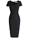 MUXXN Women's Retro 1940s Style Scoop Neck Belt Waist Bodycon Dress (S Black )