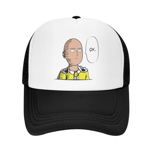 Gorras de Hombre Beisbol,Ok One Punch Man Gorras de béisbol de Malla de Viaje Hombres Sombrero de protección Solar de Playa Femenino de Alta Gama Gorra de Camionero de Hip Hop,Regalos Hombre