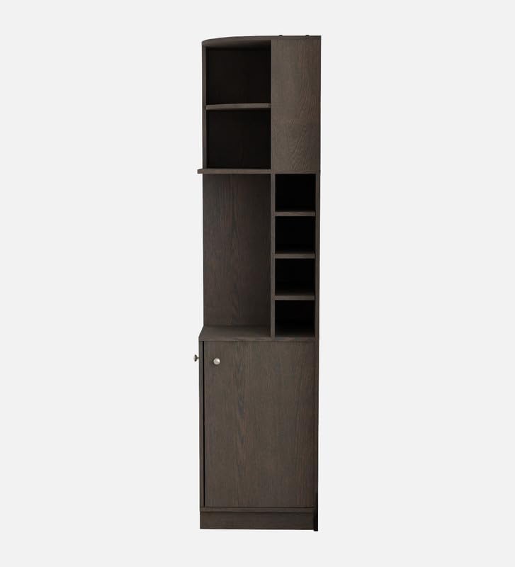 Image of Burgh Bar Unit for Home | Engineered Wood Bar Cabinet | Dark Wenge Finish | Elegant Storage Design | Sturdy & Space-Saving | Easy Knock-Down Assembly