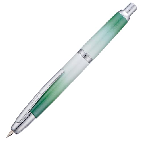 Image of Jinhao 10 Press Fountain Pen with Box, Gradient Grass Green Retractable Extra Fine Nib with Ink Converter Set (Silver Clip)
