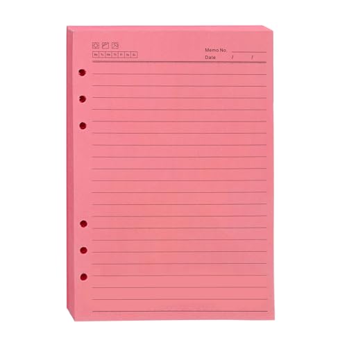 Line Refill Paper, Planner Inserts for A5 Binder Budget Planner Journals Notebook,5-color 100 GSM Thick Loose Leaf Paper,80Sheets/160 Pages(A5 Pink line refill 6 holes)