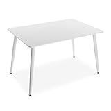 Versa Anika Mesa de Comedor para Cocina, Terraza, Jardín o Comedor, Medidas (Al x L x An) 75 x 120 x 80 cm, Madera, PVC y Metal, Color Blanco