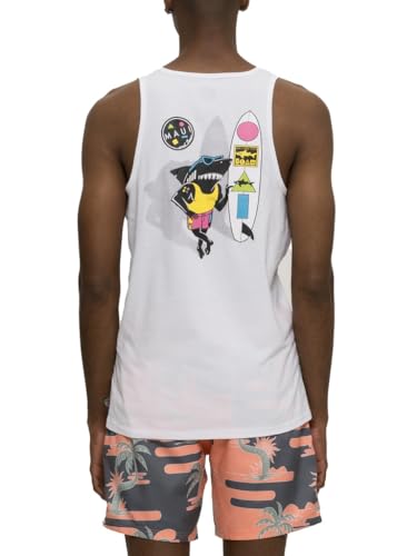Maui and Sons Sharkman Tank Top | Classic White Sleeveless Graphic Shirt Inspired by California Surf Culture & Designed for Everyday Comfort (Large)