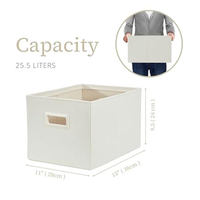 DECOMOMO Storage Bins for Shelves Robust Fabric Closet Bins for Shelves Toy Storage Clothes Books (Pack of 3 ¨C Beige)