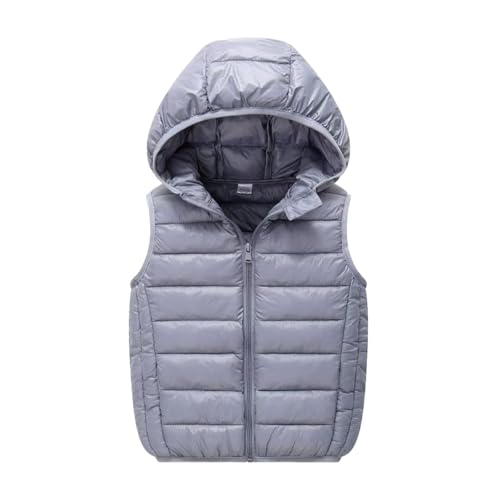 Hooded Puffer Vest for Boys Girls Winter Warm Sleeveless Zip Up Lightweight Coat Kids Puffy Weighted Solid Down Jacket3
