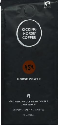 Image of Kicking Horse Coffee, 454 Horse Power, Dark Roast, Whole Bean, 10 oz - Certified Organic, Fairtrade, Kosher Coffee