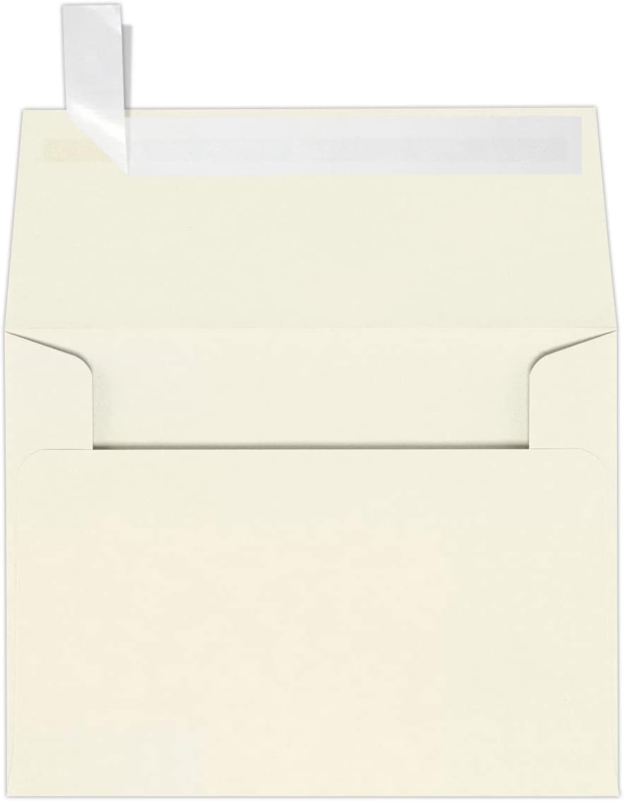 LUXPaper A2 Invitation Envelopes | Peel & Press | 4 3/8 x 5 3/4 | Natural | 80lb. Text | 30% Recycled | 50 Qty