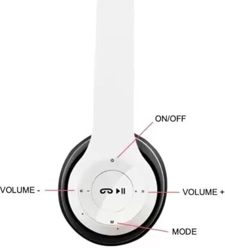 Image of Gaming Bluetooth Over Ear Headphones with Mic Bluetooth Headset Bluetooth & Wired Headset (White, On the Ear)