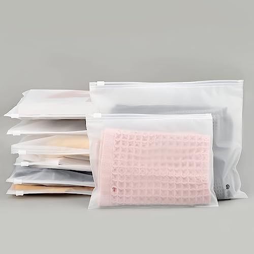 Svaldo Frosted Zipper Bags for Clothes 25pcs, Plastic Shirt Bags for Packaging T-Shirt, Swimsuit, Bikini, Bathing Suit, 3 Mil, 9.8x7.8' with Vent Holes and Reinforced Sides