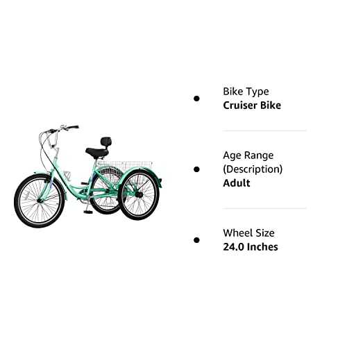 Barbella Adult Tricycles, 7 Speed Adult Trikes 20/24/26 Inch 3 Wheel Bikes, Cruise Bike With Basket For Seniors, Women, Men For Recreation, Shopping, Exercise, Multiple Colors #TOP6