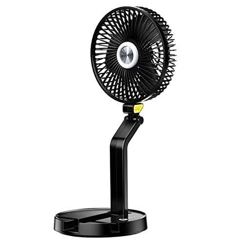 Ventilador de escritorio LED de 7 pulgadas, 5200 mAh, recargable, plegable, portátil, 3 velocidades, ventilador colgante de pared para viajes, oficina, hogar