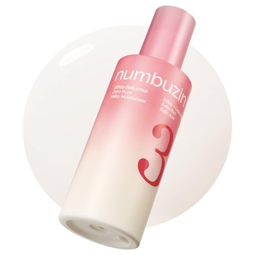 numbuzin No.3 Bifida Bakuchiol Zero Pore Milky Moisturizer - Pore Refining & Texture Smoothing Tone Evening with Kojic Acid & Bakuchiol Sensitive Skin 5.07 fl oz
