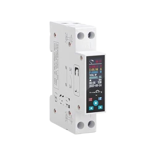 Disjoncteur 1P 50A avec compteur d'énergie LED pour tableau électrique de maison