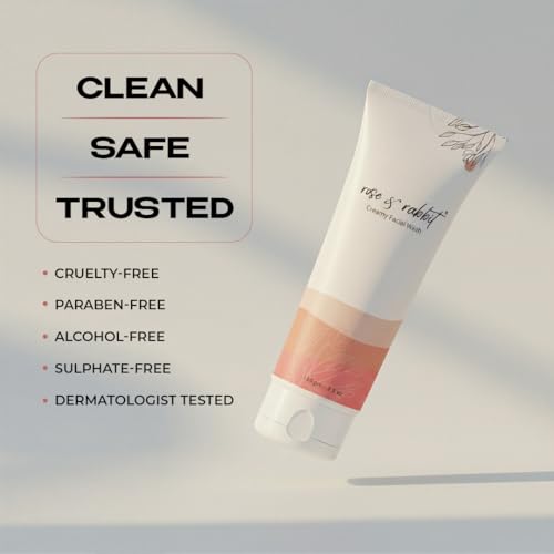 Image of Rose & Rabbit Creamy Face Wash | Anti Acne | Oil Control | Anti-Ageing | 100% Alcohol, Paraben & Sulfate Free | No Dryness or Stretchiness | For Dark Spots | For Men & Women Both | 100gm (Pack of 2)