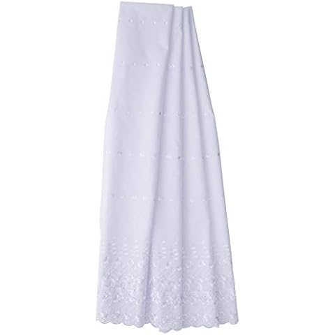 Isabella Alicia Anglaise Scallop Edge Double Border Fabric 55-Inch Wide, White Cover