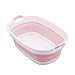 Foldable Ferret Bathtub with Drainage Hole - Plastic Collapsible Small Animal Swimming Pool Multifunctional Portable Folding Washing Tub for Ferret Guinea Pig Bearded Dragon Kitten Puppy (Pink)