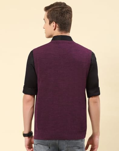 Image of Monte Carlo Men Regular Fit Sleeveless Solid V Neck Winter Sweater (Pack of 1)