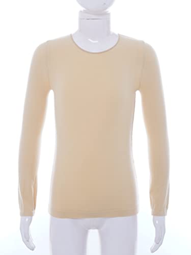 Kids Girls Pure Color Dance Tops Long Sleeve Thermal Underwear T-Shirts Base Layer Athletic Shirts2