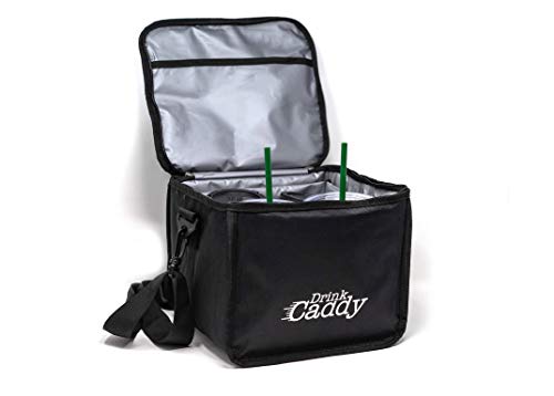 Drink Caddy Insulated Portable Drink Carrier - Reusable Coffee Cup Holder with Shoulder Straps Perfect for Food Delivery and Takeout - Easily Secures 4 Hot or Cold Beverages with Fold Over Closure. - Thumbnail 2