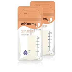 Breastmilk Storing Bags, Temp-Sensing Discoloration Milk Storing Bags for Breastfeeding, Disposable Milk Storage Bag with 6 Ounce Self Standing, No-Leak Milk Freezer Storage Pouches, 50pcs