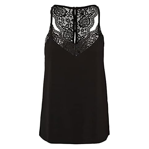 Vero Moda Women's VMANA S/L LACE TOP NOOS Cami Shirt, Black, M Cover