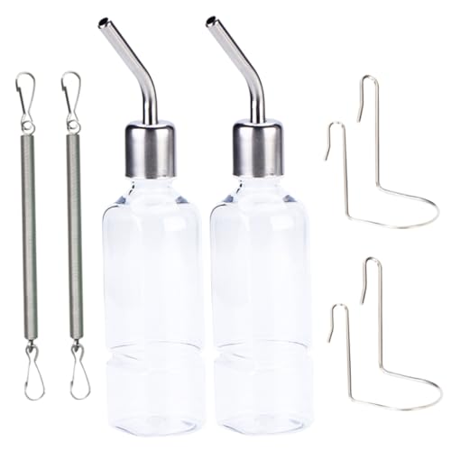 HANABASS Rabbit Watering System Pet Water Fountain Bunny Water Dispenser Stainless Steel Rabbit Drinker Hanging