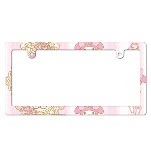 マイメロディ ナンバープレート フレーム ナンバーフレーム 軽自動車 普通車適用 ナンバーカバー カータグフレーム タグ装飾 耐久性 PC素材 防錆 簡単取付 33.8cm×17.4cm